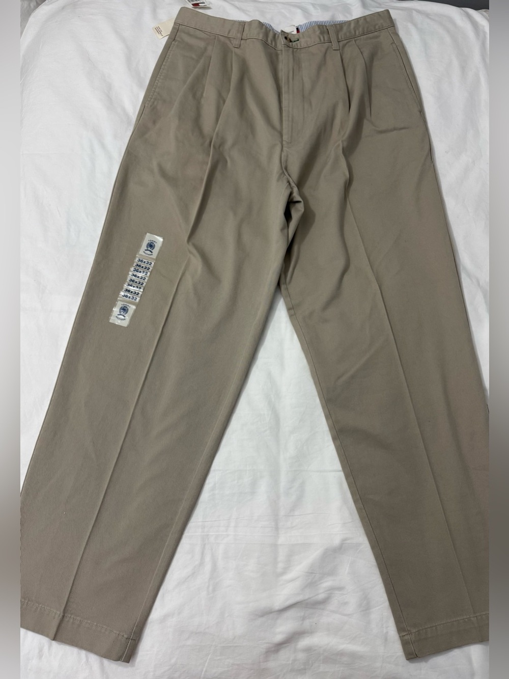 NWT Tommy Hilfiger Regular Fit Casual Pants Men's Beige Cotton Twill Pleated